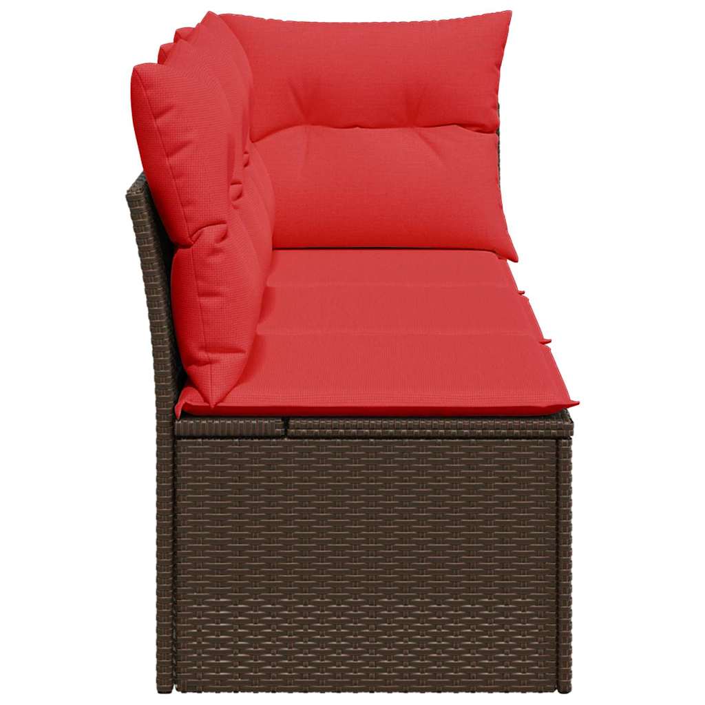 Garden Sofa with Cushions 3-Seater Brown Poly Rattan